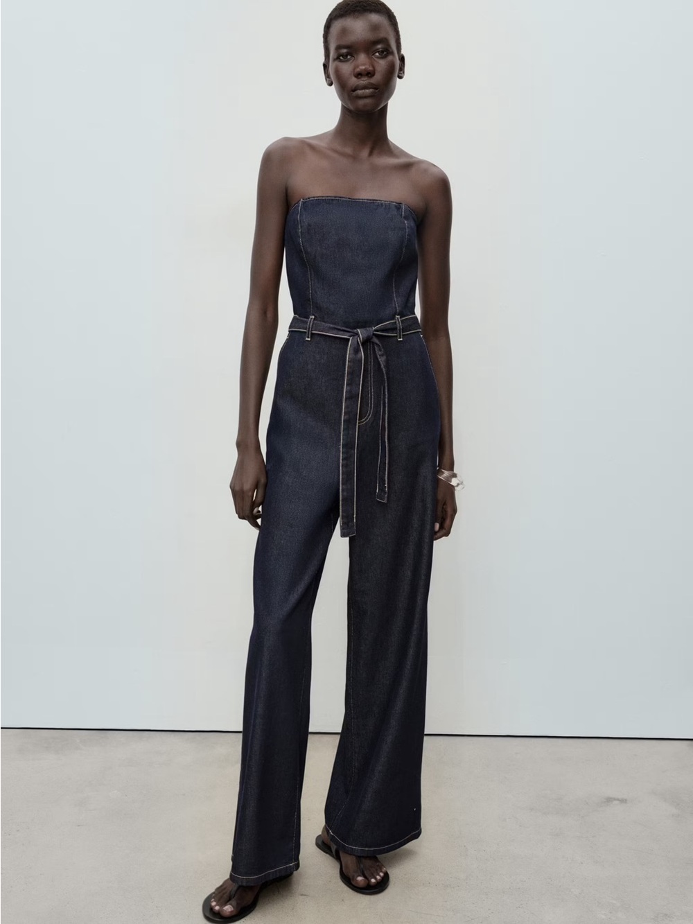 NWT (size M) MANGO STRAPLESS DENIM JUMPSUIT